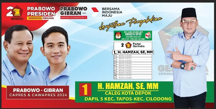 H. Hamzah, Caleg DPRD Kota Depok dari Partai Gerindra dapil Kecamatan Tapos Cilodong Nomor Urut 1.