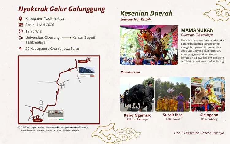 Kabupaten Tasikmalaya bersiap menyambut Kirab Mahkota Binokasih! Gubernur Jawa Barat, Dedi Mulyadi, dipastikan hadir langsung besok, Senin (4/5/2026).