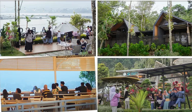 Nikmati kuliner di kafe estetik dengan view Waduk Darma dan rasakan sensasi menginap di kabin Jagara Eco Park Kuningan yang menenangkan.