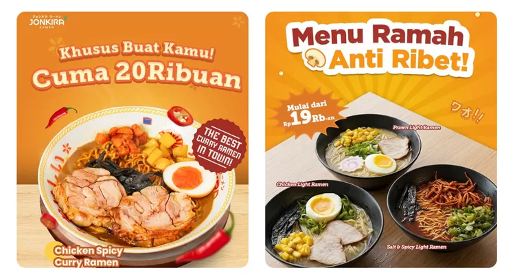 Jonkira Ramen menjadi pilihan ramen halal di Bintaro dengan kuah creamy kaldu ayam dan ikan. Tori Kare Ramen jadi menu favorit pencinta pedas.  