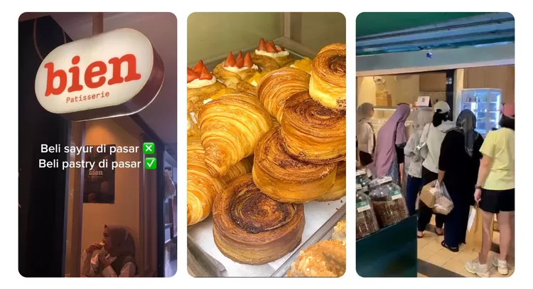 Bien Patisserie di Pasar Cihapit menawarkan pastry premium yang ramai diburu. Datang lebih pagi agar tidak kehabisan pilihan menu favorit.  