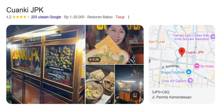  Cuanki JPK menawarkan sajian kuah bening gurih dengan isian bakso, tahu, dan siomai. 