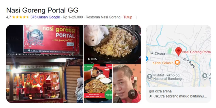 Nasi Goreng Portal GG jadi pilihan kuliner Bandung dengan nasi goreng teri Medan tanpa kecap, topping melimpah, dan level pedas yang bisa dipilih.
