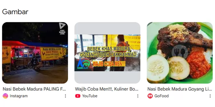 Bebek Madura Goyang Lidah Cak Rahmad punya potongan bebek besar dengan bumbu hitam khas Madura yang kaya rempah. Harganya mulai Rp20.000-an.