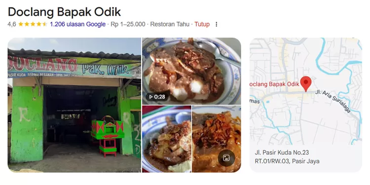 Doclang Pak Odik jadi pilihan tempat sarapan Bogor dengan cita rasa tradisional. Lontong daun talas, tahu, telur, dan bumbu kacangnya wajib dicoba.