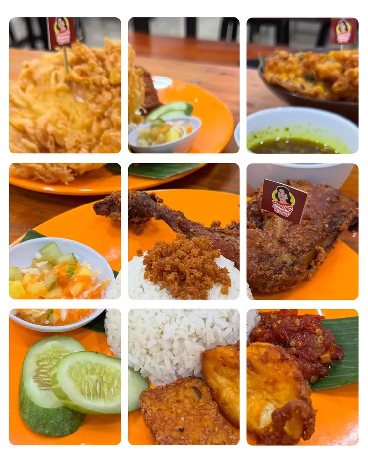 Pindang Ayam Kremes Ny. Bong menyajikan ayam goreng dan kremesan renyah dengan kuah pindang bercita rasa manis, asam, dan gurih.  