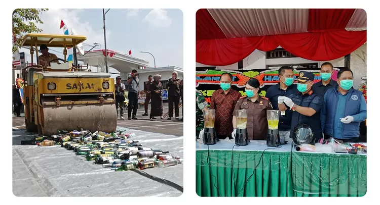 Kejari Kota Tasikmalaya memusnahkan barang bukti dari 50 perkara inkracht, termasuk 38 kasus narkotika, di halaman Kejari Kota Tasikmalaya, Jalan Ir. H. Juanda No. 35, Kota Tasikmalaya, Kamis (03/9/2026).