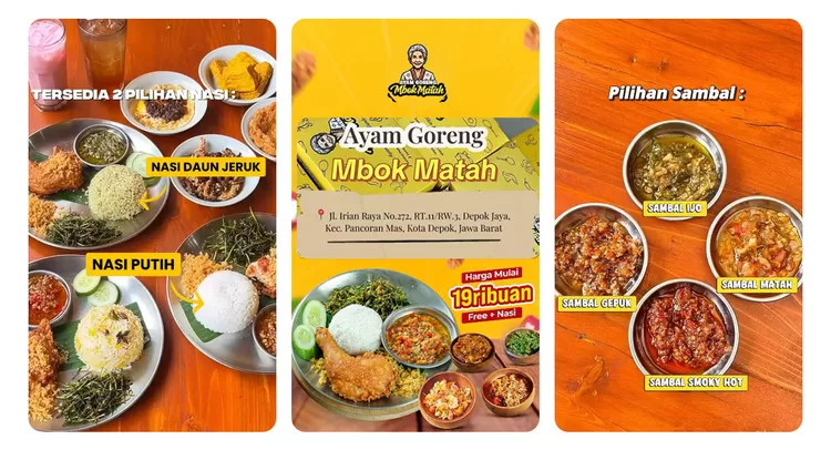 Ayam Goreng Mbok Matah berlokasi di Jalan Raya No. 272, Depok Jaya, Pancoran Mas, Depok, Jawa Barat. Lokasinya dekat Margonda dan Stasiun Depok Baru.  