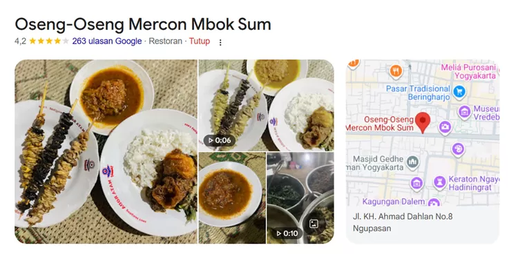 Oseng Mercon Mbok Sum di Yogyakarta cocok untuk wisata kuliner malam. Bumbu cabai pekat bisa dipadukan dengan gudeg dan aneka sate.   