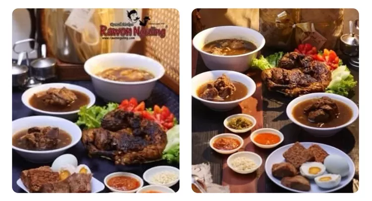 Rawon Nguling menjadi kuliner legendaris Malang dengan kuah hitam berbumbu kluwek, daging sapi empuk, dan cita rasa rempah yang khas.  