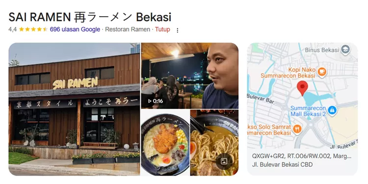 Sai Ramen Bekasi menawarkan ramen halal dengan pilihan kuah ayam, kari, hingga Black Garlic, ditambah gyoza dan suasana makan di pinggir danau.  