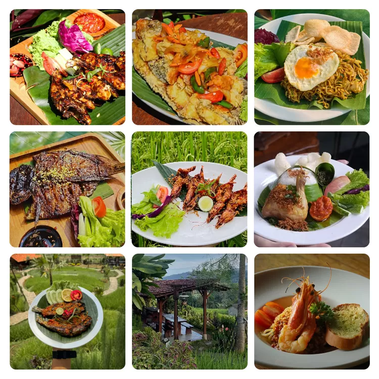 Sawah Segar Sentul Bogor menyajikan kuliner khas Nusantara seperti nasi liwet, pecak gurame, ayam bakar, karedok, dan camilan tradisional.