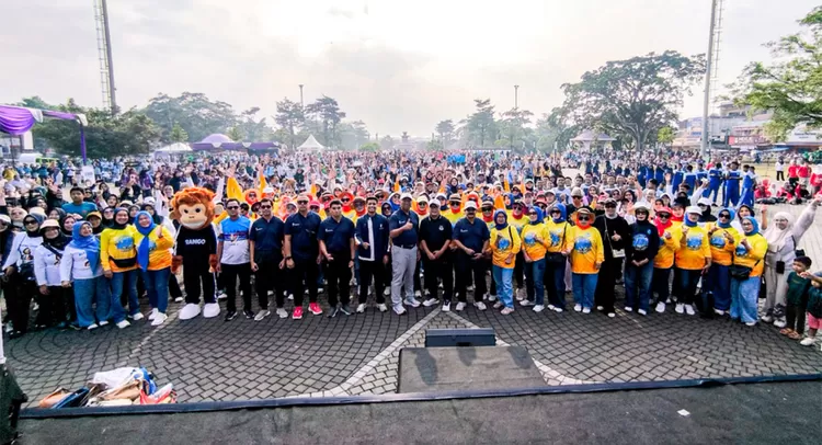 Kawasan Alun-Alun Ciamis menjadi ruang aktivitas olahraga masyarakat, Minggu, 20 September 2026, dalam rangkaian GEMAR dan peringatan Haornas ke-43.