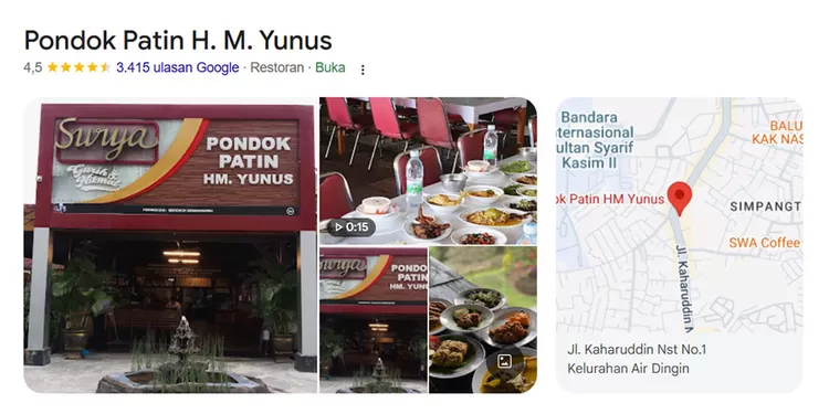 Gulai patin menjadi salah satu kuliner khas Melayu di Pekanbaru. Pondok Patin H.M. Yunus menyajikannya dengan kuah gurih, asam dan pedas. 