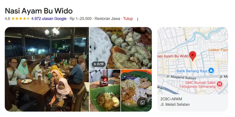Nasi Ayam Bu Wido di Jalan Melati Selatan, Semarang, menyajikan nasi ayam dengan kuah santan, ayam suwir, tahu bacem, dan krecek yang menggugah selera.
