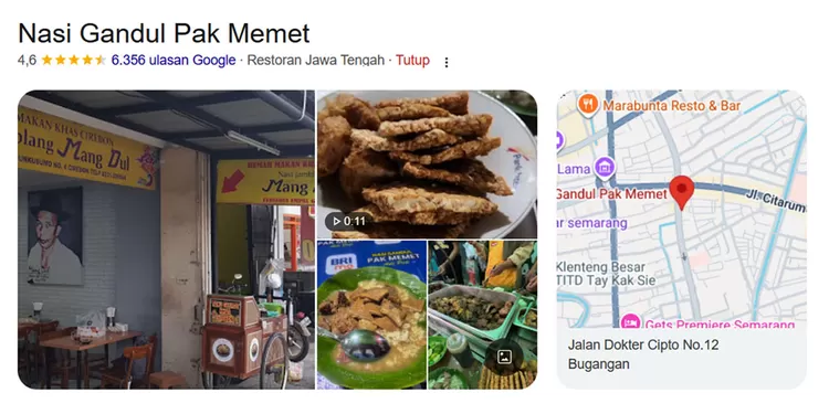 Nasi Gandul Pak Memet di Jalan Dokter Cipto, Semarang, menawarkan nasi dengan kuah gurih manis dan daging empuk yang cocok jadi pilihan kuliner di Jalur Pantura Semarang.