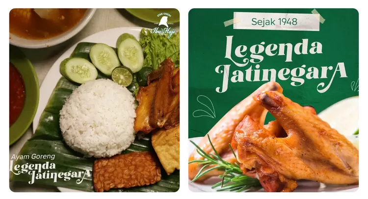 Ayam Goreng Jatinegara atau Ayam Goreng Ibu Haji di Jakarta telah beroperasi sejak 1948 dengan sajian ayam goreng kampung dan gulai udang.  