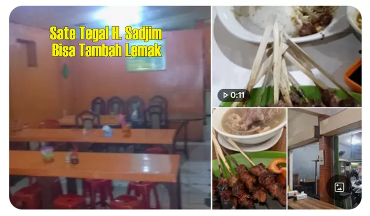 Rumah Makan Sate Tegal H. Sadjim di Bendungan Hilir, Jakarta Pusat, menyajikan sate kambing dengan tambahan lemak serta menu ayam kampung goreng dan sop iga.