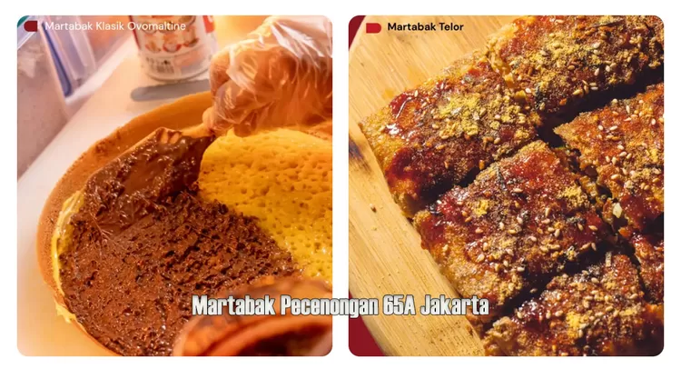 Martabak Pecenongan 65A menawarkan martabak manis dengan topping keju, cokelat, almond, Nutella, hingga kombinasi delapan rasa.    