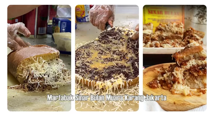Martabak Sinar Bulan Muara Karang dikenal dengan tekstur martabak lembut menyerupai bolu, aroma mentega yang kuat, serta topping klasik seperti keju, kacang, dan cokelat.  