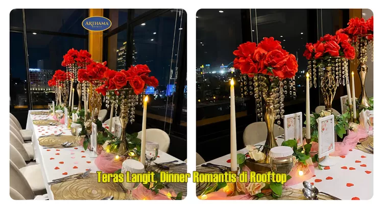 Teras Langit di Artama Hotel, Tanah Abang, menawarkan area indoor dan outdoor dengan pemandangan kota serta menu ikan barramundi sambal matah.  