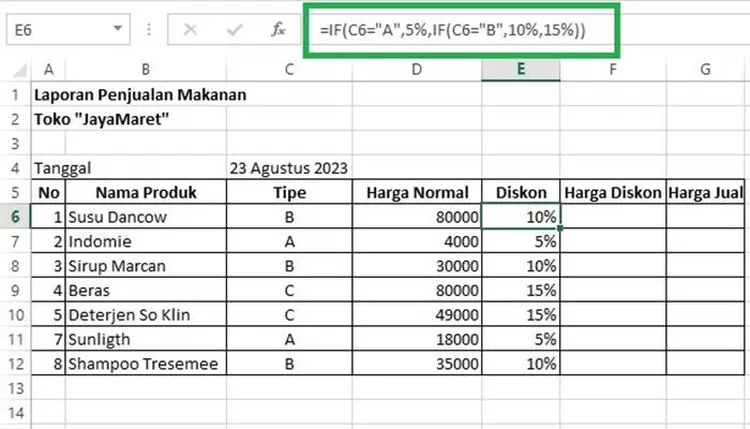 Rumus Diskon Di Excel Dengan IF, Simak Langkah-langkah Berikut Ini ...