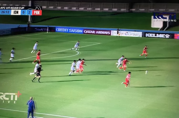 Indonesia sementara tertinggal 0-2 di babak pertama Piala Asia U17 babak perempat final atas Korea Utara, Senin (14/4) di Jeddah Arab Saudi.
