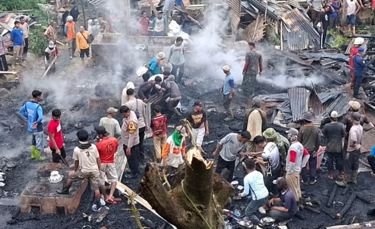kondisi kebakaran di Desa Genting Gunung Sukorejo