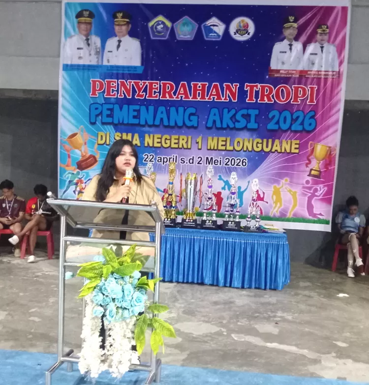 Wakil Bupati Talaud, Anisya Gretsya Bambungan, SE, menberikan sambutan pada penutupan Giat AKSI 2026 di GOR