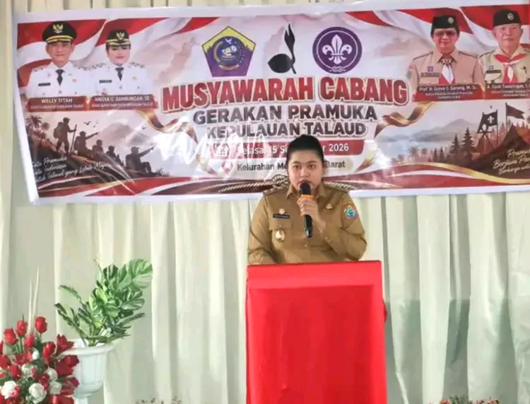 Wakil Bupati Kabupaten Kepulauan Talaud, Anisya G. Bambungan, S.E., secara resmi membuka Musyawarah Cabang (Muscab) Gerakan Pramuka Kabupaten Kepulauan Talaud yang berlangsung di Rumah Makan I&rsquo;Three, Melonguane Barat (Istimewa)