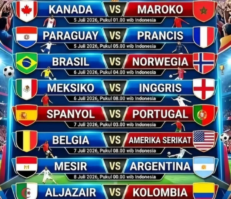 Tampak tim-tim yang lolos 16 besar Piala Dunia 2026. (Dok.fifaworldcup)