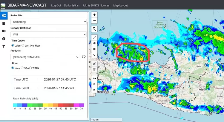 Tampilan cuaca Jawa Tengah dari BPBD, belum lama ini.