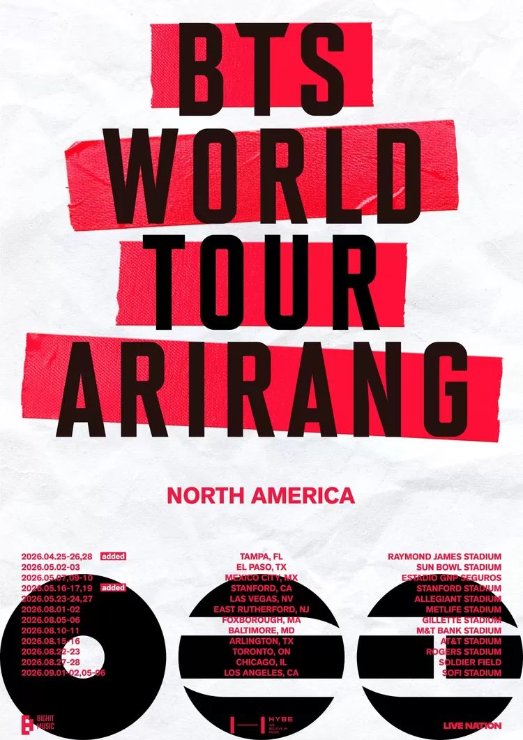 Jadwal BTS WORLD TOUR ARIRANG di wilayah Amerika Utara