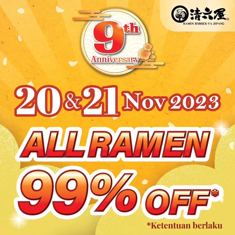 Promo diskon 99% all ramen dari Seirock Ya Ramen.