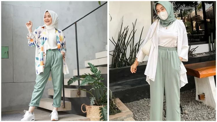 Inspirasi OOTD Hijab casual nuansa mint