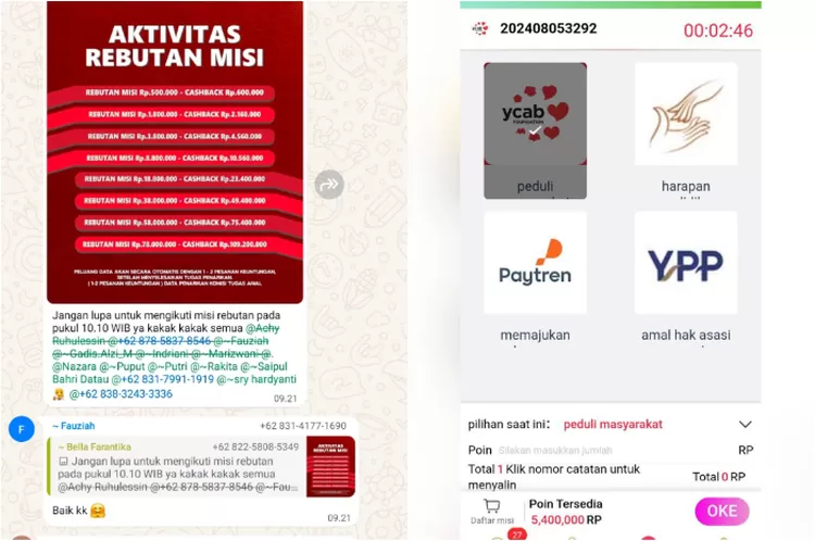 Tangkap Layar Penipuan Program dari YPP dan YCAB