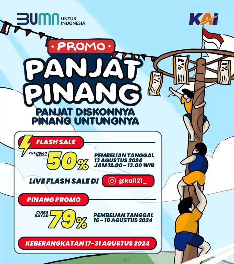 Kereta Api Indonesia menawarkan promo menarik dalam rangka HUT RI ke-79.