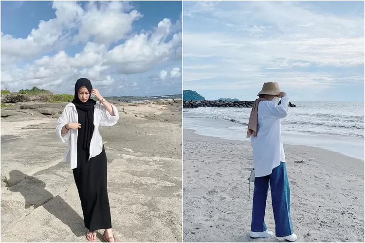 Contoh Outfit Wanita Berhijab di Pantai dengan Sentuhan Elegan-3.