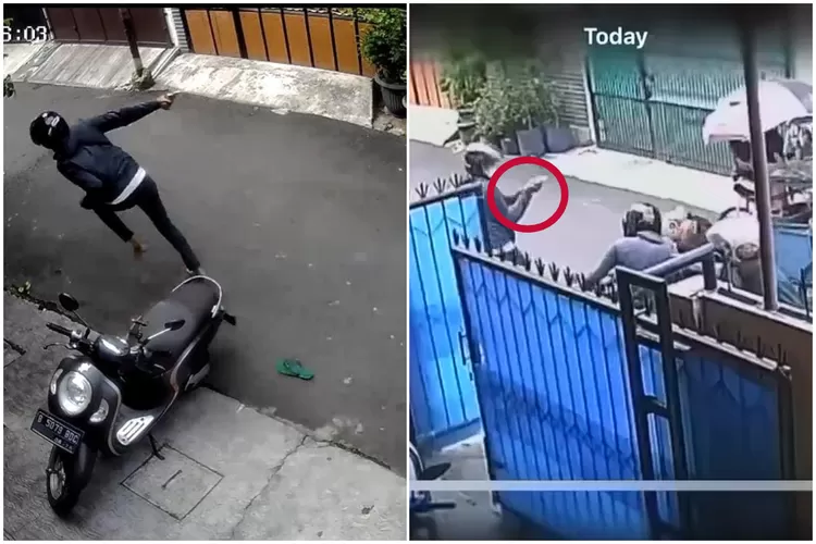 Beredar Video Rekaman CCTV Polisi Baku Tembak dengan Pelaku Curanmor di Cengkareng.
