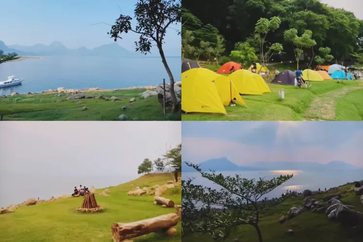 Pesona tempat camping di CampX Jatiluhur dengan panorama danau