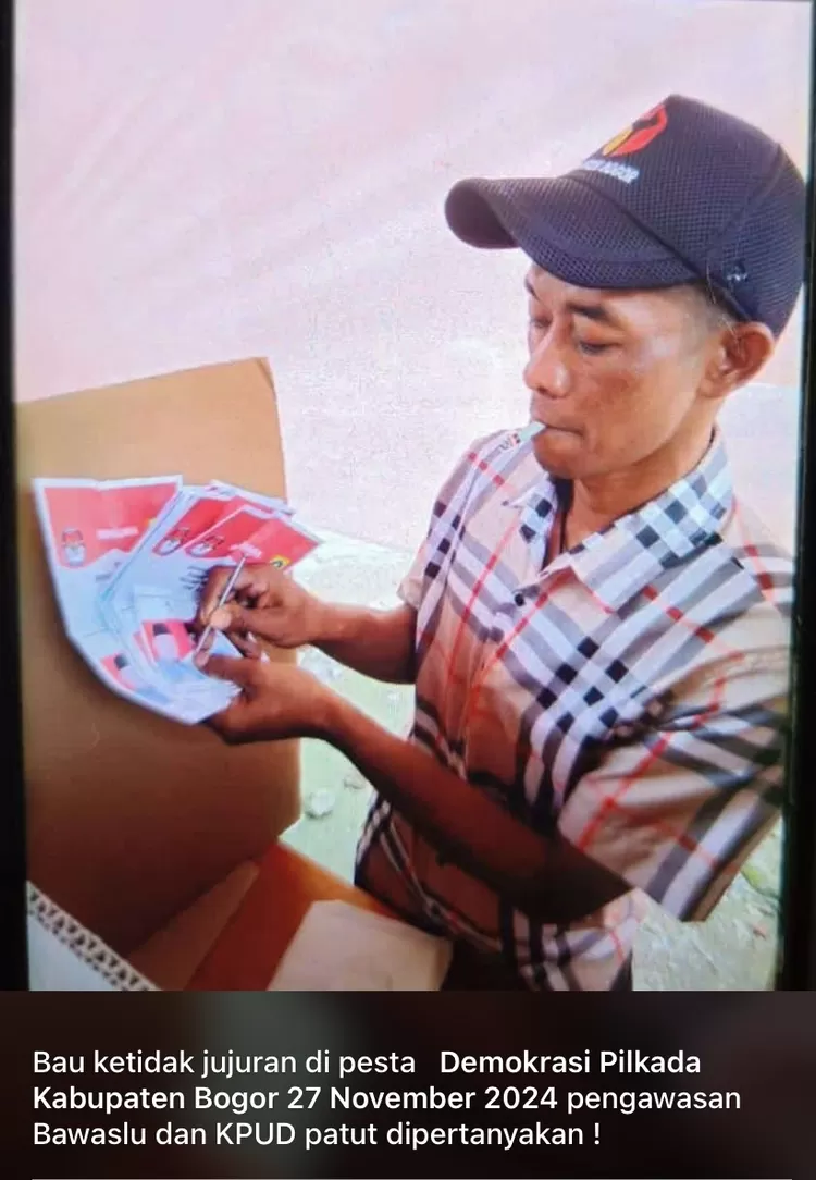 Foto dan narasi yang sempat beredar di pemilihan bupati Bogor pada Pilkada 2024.