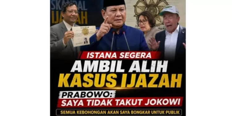 Unggahan mengenai dugaan Istana akan mengambil alih kasus ijazah palsu Jokowi.