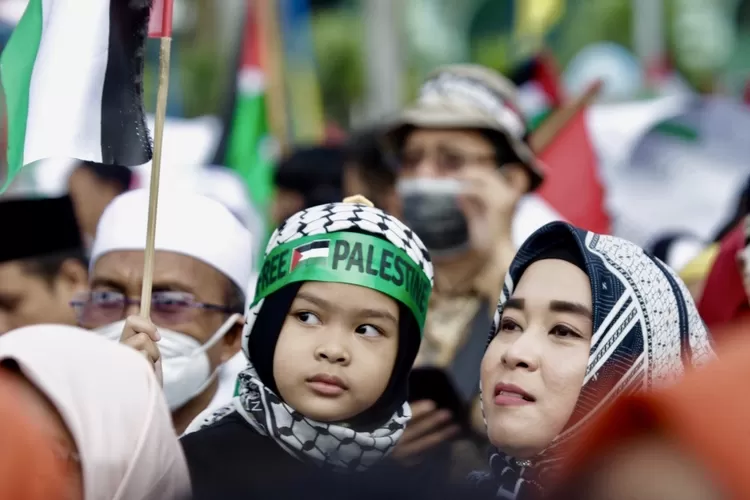 Peserta aksi peduli Palestina di MUI Kota Tangerang - Foto: Henri Lukmanul Hakim