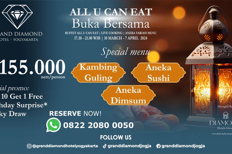 All You Can Eat Buka Bersama dan Wisata Ramadan di Grand Diamond Hotel