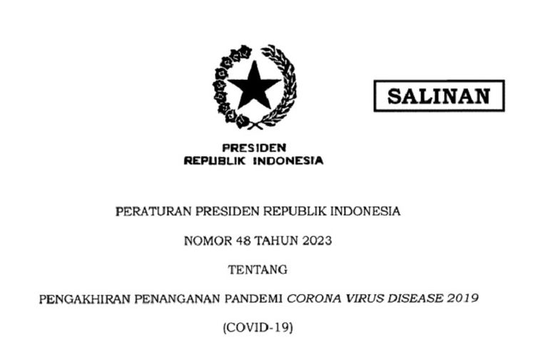 Perpres Nomor 48 Tahun 2023 Terbit, Penanganan Pandemi Covid-19 Resmi Berakhir, KCPPEN Dibubarkan!