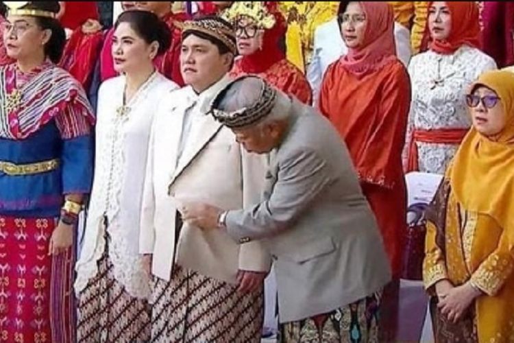 Viral di Medsos, Baju Erick Thohir Dibuka Basuki Hadimuljono saat Upacara HUT Ke-78 Kemerdekaaan RI