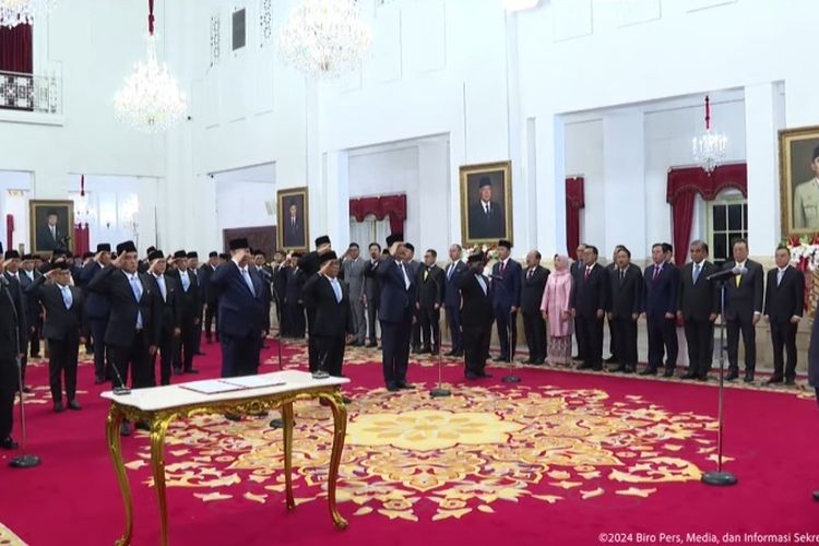 Presiden Prabowo Lantik 48 Menteri Kabinet Merah Putih dan 5 Pejabat Setingkat Menteri, Ada Luhut B Pandjaitan