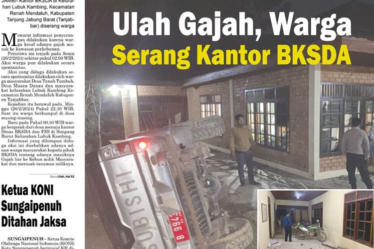 Beritakan Warga Serang Kantor BKSDA karena Ulah Gajah, Ini Link Baca Epaper Harian Pagi Metro Jambi