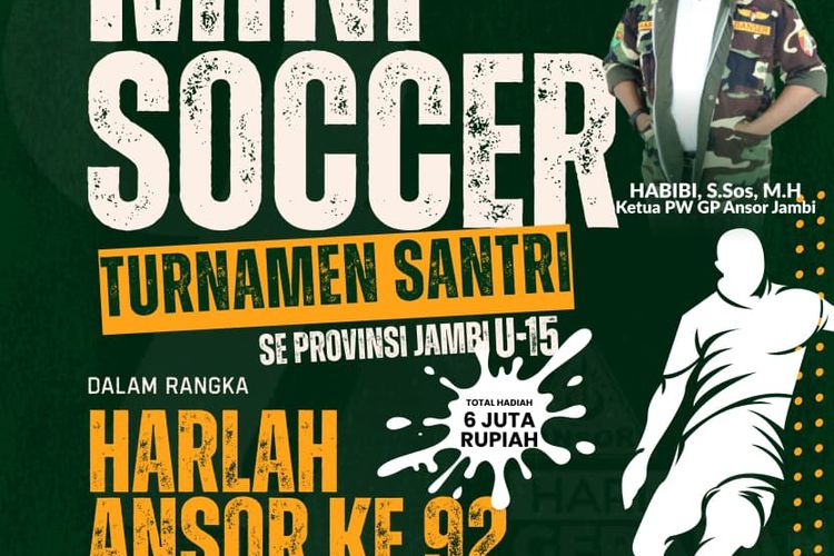 Harlah GP Ansor ke-92, Pimpinan Wilayah Provinsi Jambi Gelar Kegiatan Besar, Mini Soccer antar Santri dan Pondok Pesantren