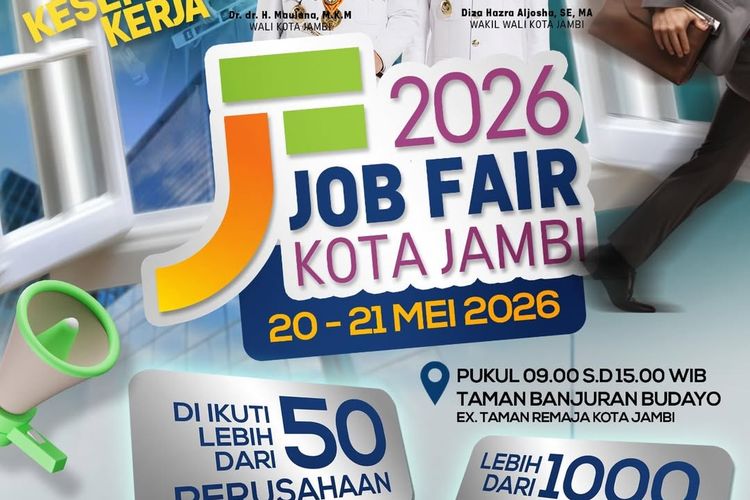 Job Fair Kota Jambi 2026 Dibuka: Lebih 1.000 Lowongan Kerja Siap Diperebutkan, Catat Tanggalnya